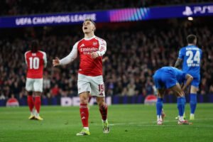 Trossard Celebrates Eze's Stunning Goal in Arsenal's Thrilling Victory Over Bayer Leverkusen